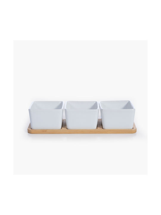 Nef-Nef Homeware Bamboo Sage Μπωλ Σερβιρίσματος Στρογγυλό από Μπαμπού Λευκό με Διάμετρο 27.8εκ. 3τμχ