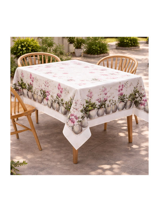 My Home Luxury Stain Resistant White Tablecloth 140x240cm