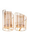 Set Suporturi Lumanari Metalice În Culoare Aurie 11x11x20cm 2 Bucăți