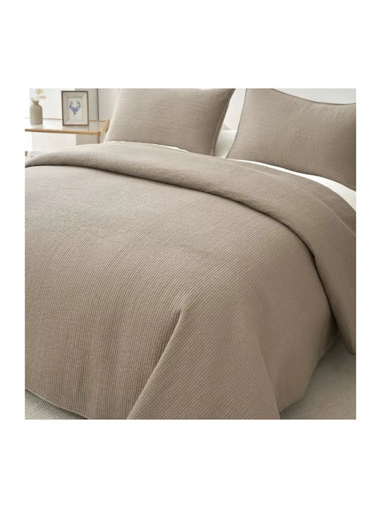 Down Town Home Σετ Κουβερλί King Size Βαμβακερό Καφέ 250x280cm 3τμχ