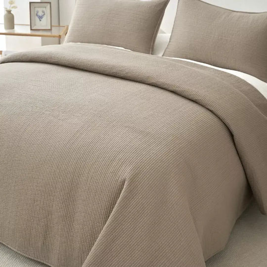 Down Town Home Σετ Κουβερλί King Size Βαμβακερό Καφέ 250x280cm 3τμχ