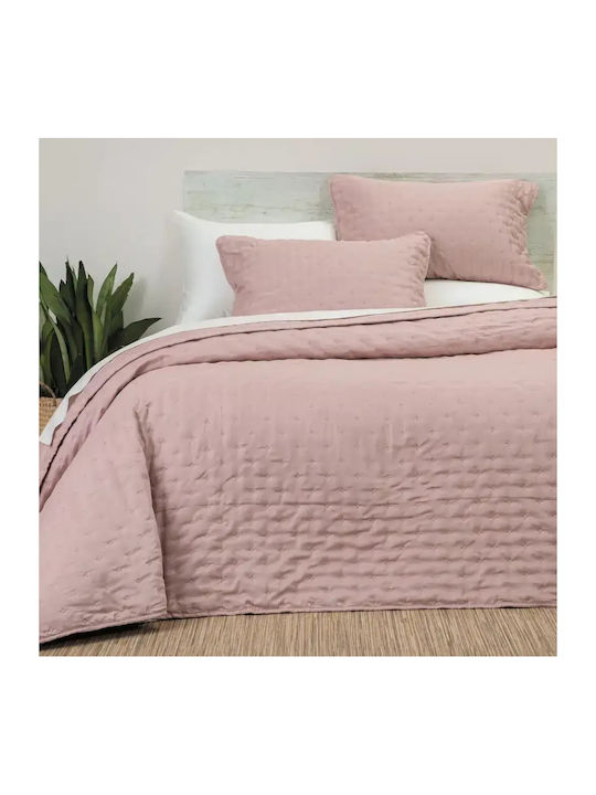Borea Set Coverlet Double from Polyester Dusty Pink 220x240cm