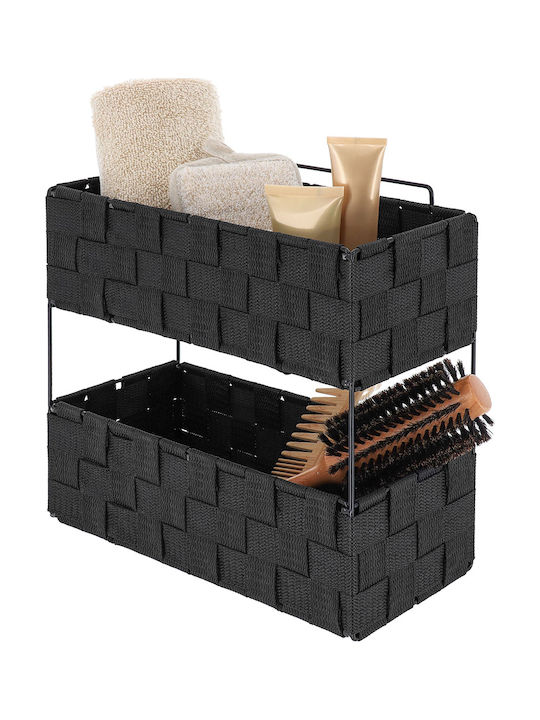 Floor Bathroom Shelf Metallic 29x12x27cm Black