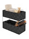Floor Bathroom Shelf Metallic 29x12x27cm Black
