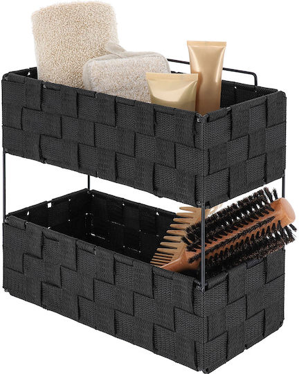 Επιδαπέδια Ραφιέρα Μπάνιου Μεταλλική 29x12x27cm Μαύρη