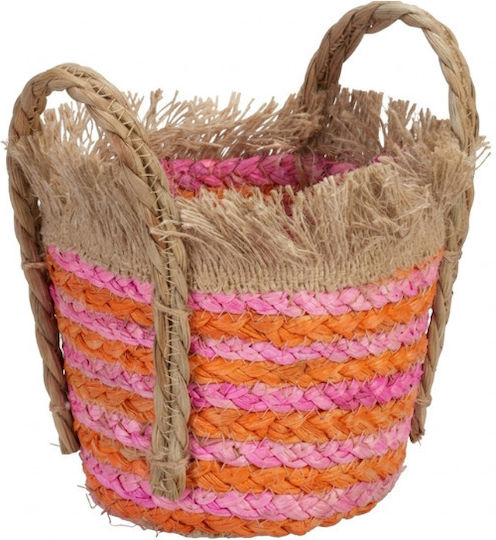 Decorative Wicker Basket with Handles Pink 34x26cm