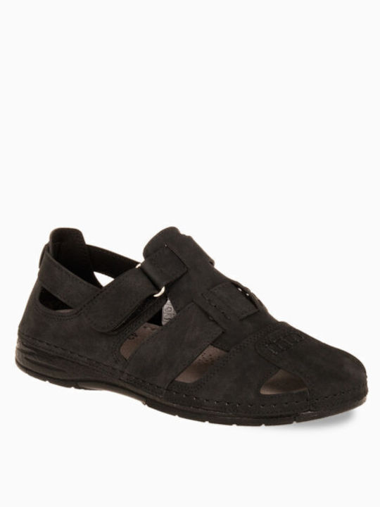 Leather Men's Sandals In Black Color