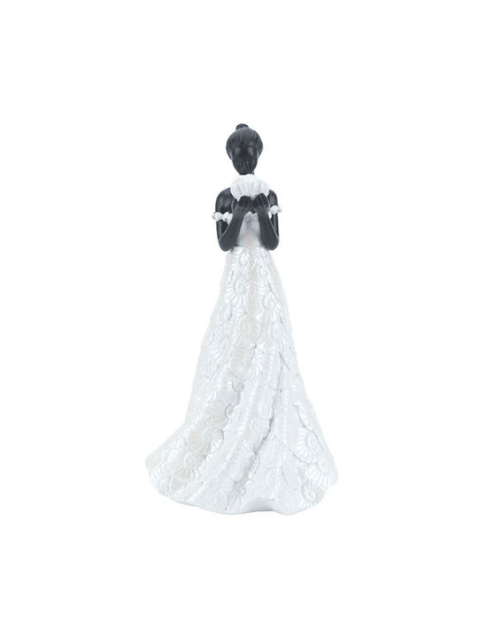 Estheti Home Woman Seashell White Polyresin White Black 15x12x29cm 819-01613