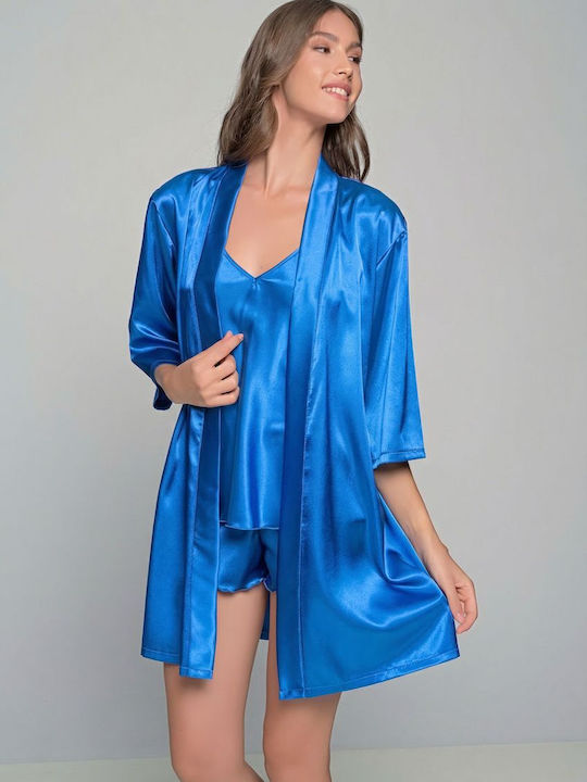 Milena by Paris Καλοκαιρινή Γυναικεία Ρόμπα Τυρκουάζ