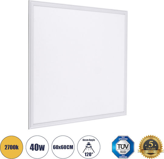 GloboStar Recessed LED Panel 40W with Warm White Light 2700K 2pcs