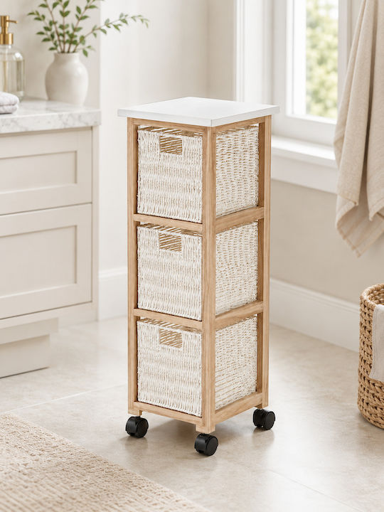Eurocasa Floor Wooden Bathroom Shelf with 3 She...