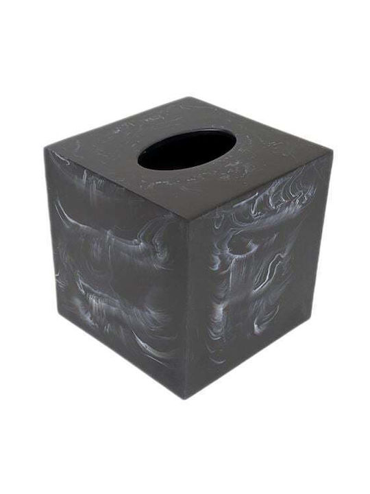 Tissue Box Square Tissue Holder Black Marble Effect 13.5x13.5x14.5 Cm