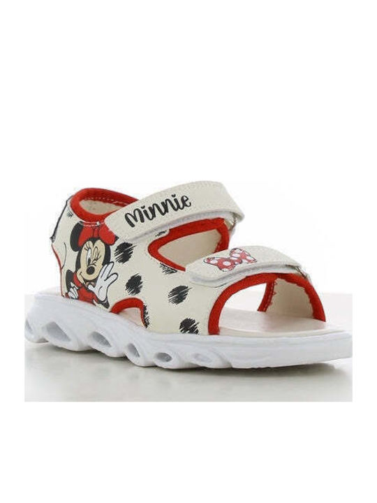 Παιδικά Πέδιλα Minnie Mouse με Σκρατς & Φωτάκια Λευκά