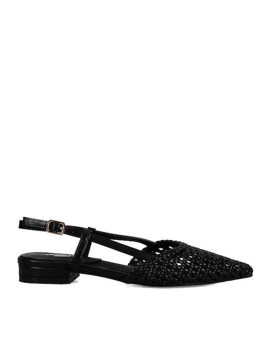 Γυναικείες Μπαλαρίνες Slingback με Λουράκι σε Μαύρο Χρώμα