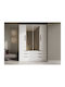 Fresno 182 Vier Türen Kleiderschrank mit Spiegel Weiß 170x60x225cm