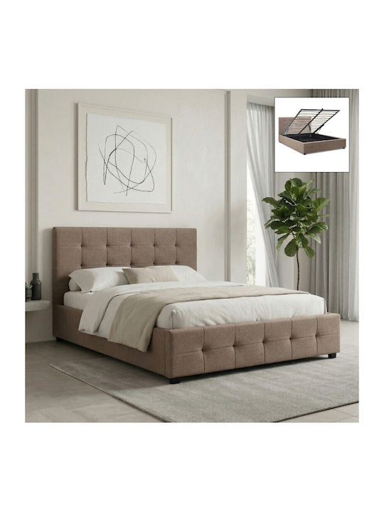 Iro Bett Übergröße Bezogen Mit Stoff Beige Brau...