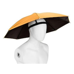 Cap Umbrella Flippy 69 Cm Diameter Elastic Headband Uv Rain Protection Orange