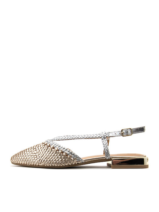 Gioseppo Pantofi Balerini Pentru Femei Slingback Cu Curea Din Piele Argintii
