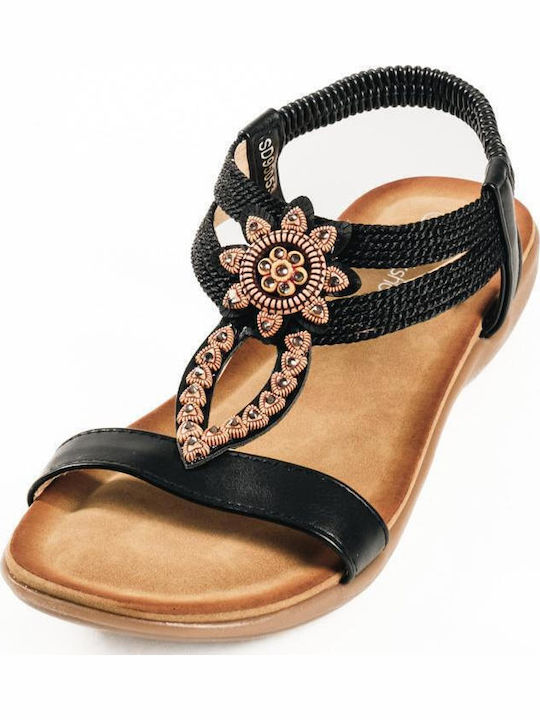 Zak Damen Flache Sandalen Schwarz