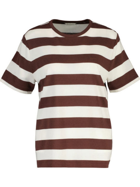 Women's Striped Brown T-shirt