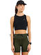 Xalp Γυναικείο Crop Top Αμάνικο με Φερμουάρ Μαύρο