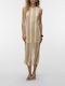 Summer Midi Dress with Tearing Beige