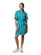 Sommer Mini Hemdkleid Blau