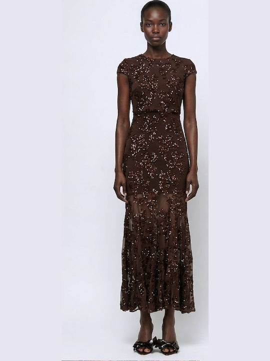 Mallory The Label Maxi Вечерна Рокля Кафява