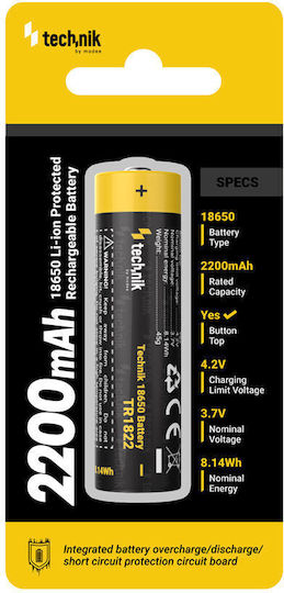 Technik Rechargeable Battery 18650 Li-ion 2200mAh 3.7V 1pc