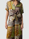 Short Sleeve Women's Satin Shirt Multicolour