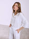 Celestino Women's Shirt Linen Embroidered Detail Loose Fit White