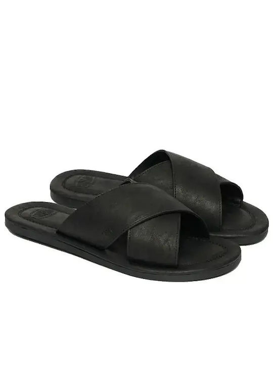Leder Herrensandalen in Schwarz Farbe