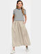 Pantaloni Dama Din Piele Cu Pantaloni Evazați Fit Relaxed Bej