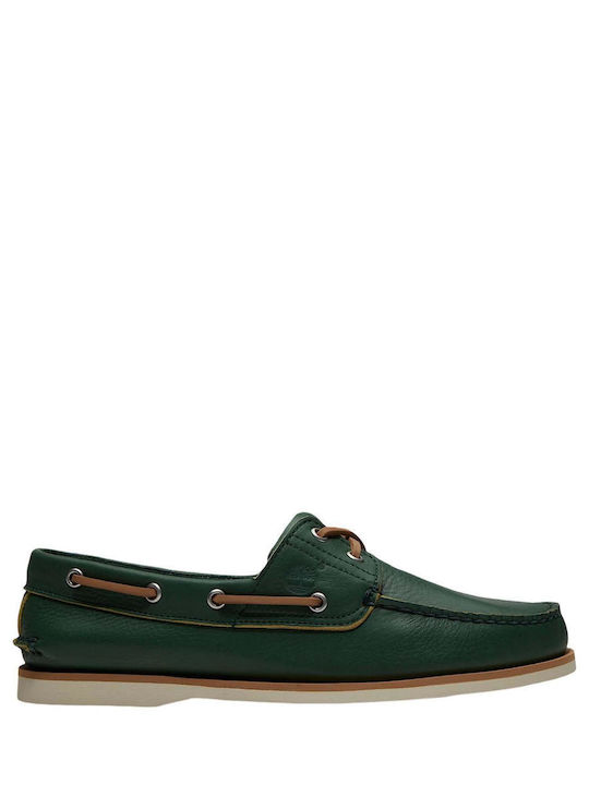 Timberland Leather Men's Boat Shoes in Green Co...