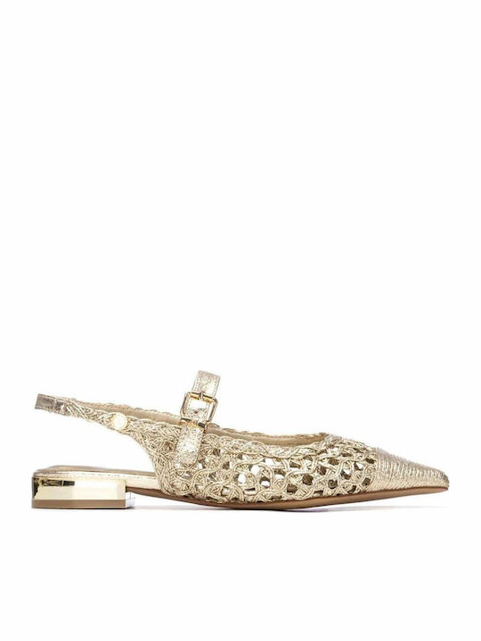 Women's Ballerina Shoes Slingback in Gold Colour