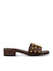 Mules With Chunky Low Heel In Brown Colour
