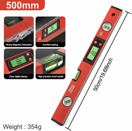 PW-500R Wasserwaage Elektronisch Magnetisch 50cm mit 3 Niveaumessern