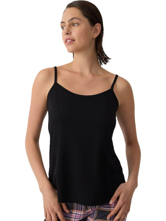 Minerva Cotton Black Women's T-Shirt with Spagh...