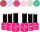 Set 6 Ojă Pentru Unghii Cu Gel Glamour Semi-permanent 8ml Sensopro Milano Roșu-y Not