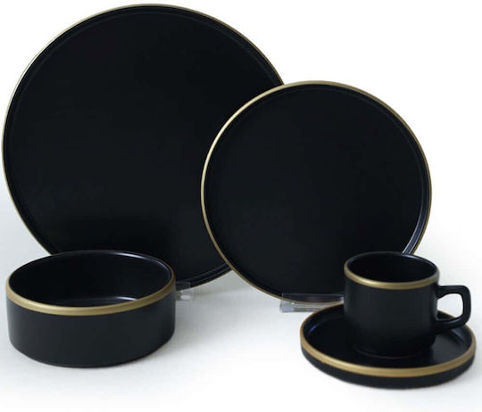 Dinnerware Set 20pcs 275krm2511 Black-gold Hermia 20 Pieces Ceramic