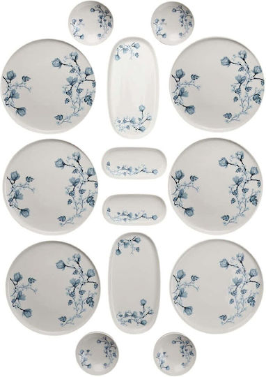 Set Farfurii De Masă Por Set 14 Bucăți 335rtn1215 Alb-albastru Hermia 14 Bucăți Porțelan