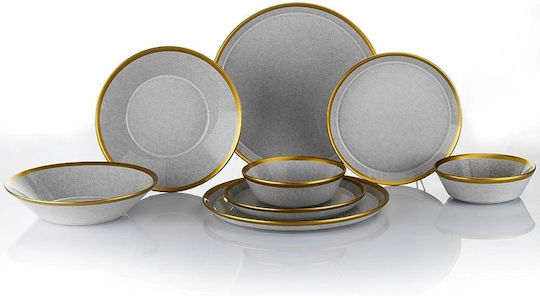 Dinnerware Set 16 Pieces 719ktp9737 Grey-gold Hermia 16 Pieces Porcelain