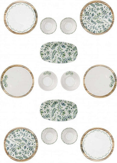 Dinnerware Set Moderna Leaf 14pcs 126mbm1405 White-green Hermia 14pcs Porcelain