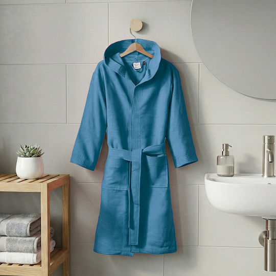 Beauty Home Teen Bathrobe Hooded Dynamic Art 3472 Blue 6-8 Years