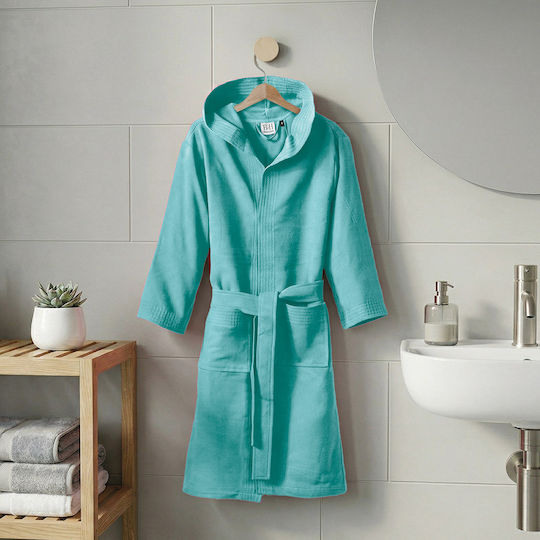 Beauty Home Kinderbademantel Efeubikapuzen Dynamic Art 3470 Petrol Blau 8-10 Jahre