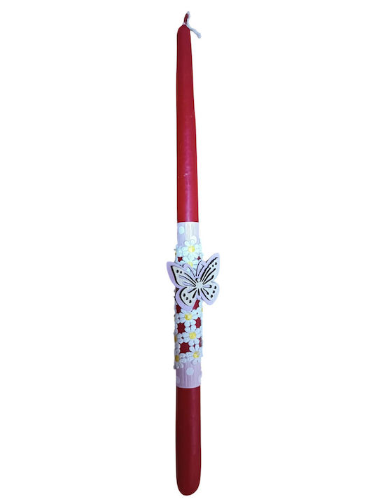 Easter Candle Butterfly Handmade Red