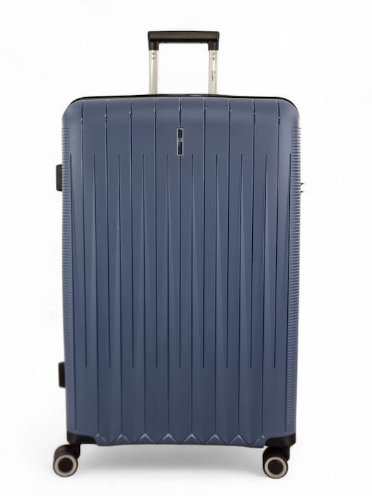 Rain Large Hard Blue Travel Suitcase with 4 Whe...