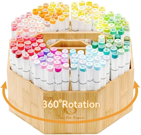 Ohuhu 360 Rotating Marker Organizer Bamboo Y30-80500-11