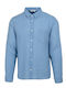 Long Sleeve Linen Shirt in Regular Fit Light Blue