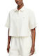 Short Sleeve Women's Linen Shirt White DW0DW22214 YBH